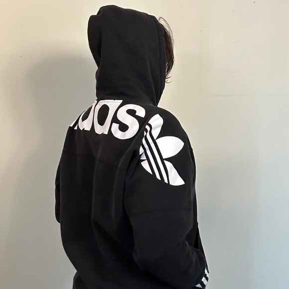 adidas Other - Adidas Originals Hoodie Black Oversized Logo Size M